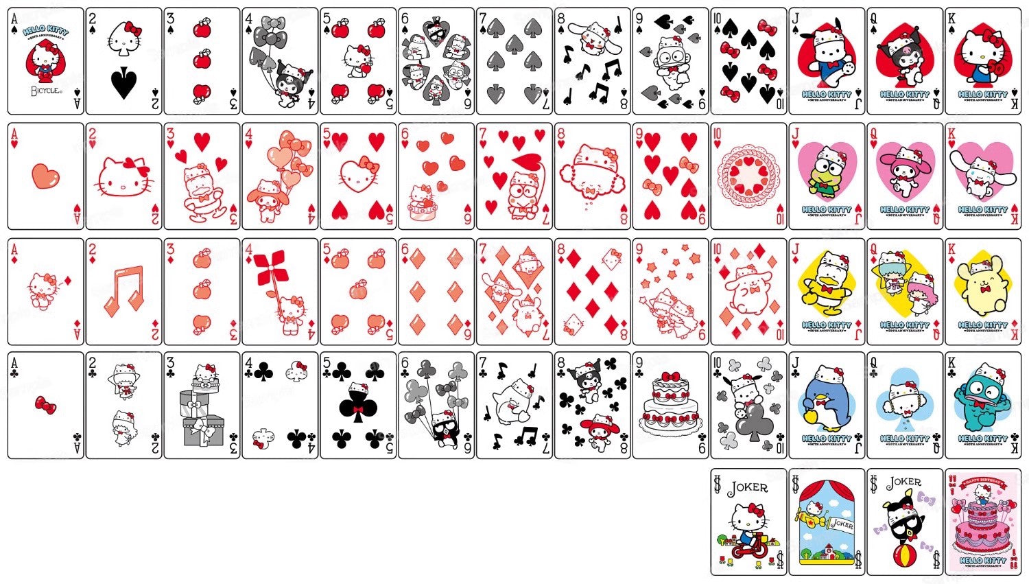 お歳暮 人気 オシャレ 50th Kitty Hello Playing Cards Playing TCC – Bicycle by Cards ストラップ