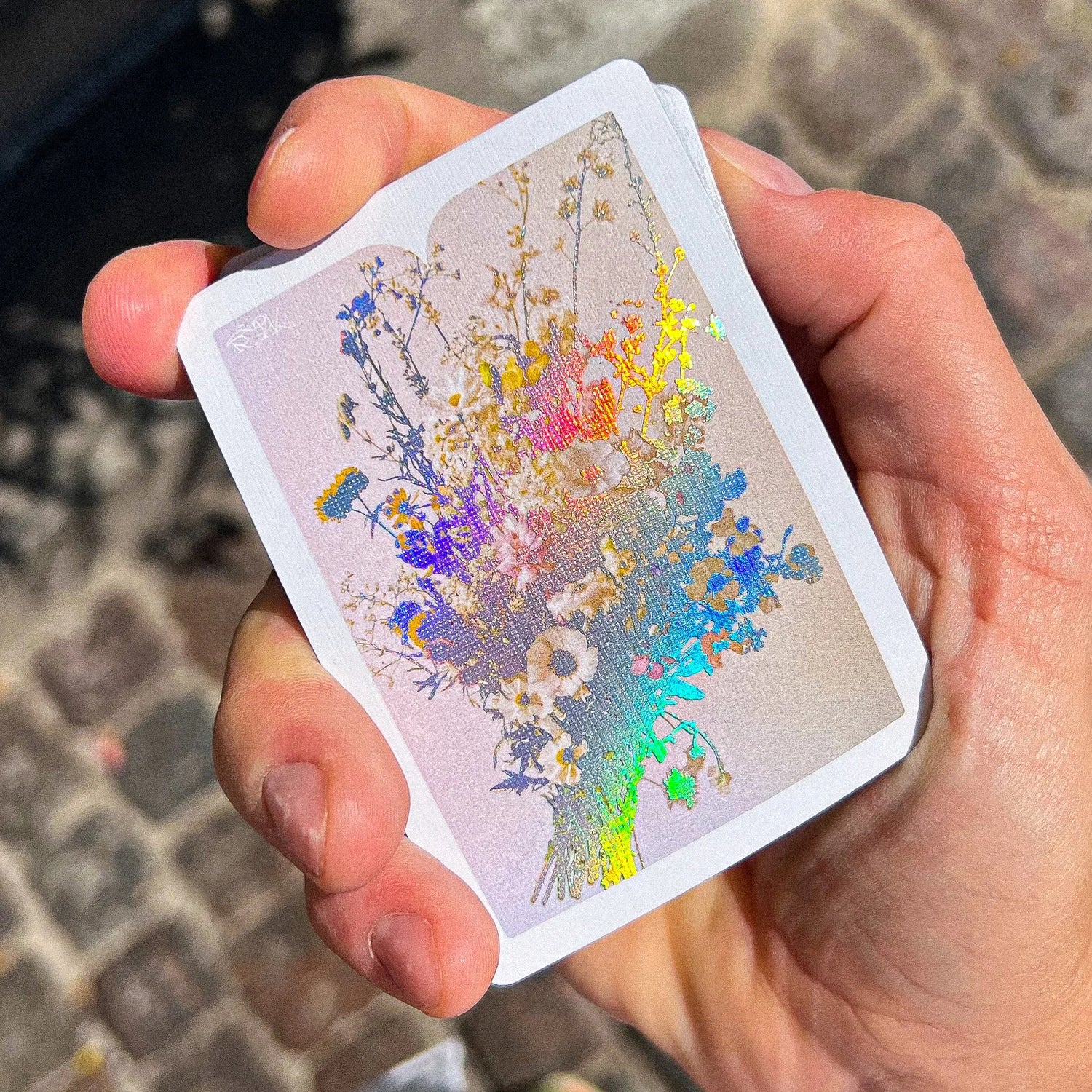 Holo Sepal Bouquet Playing Cards by Dealersgrip