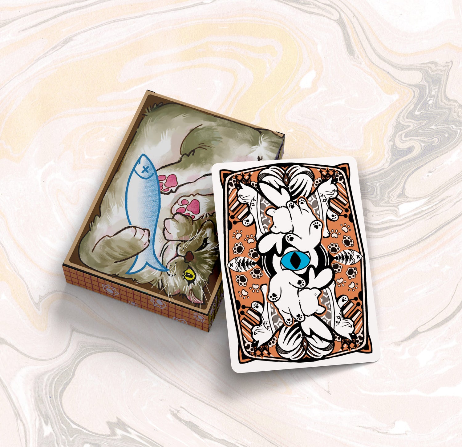 Wizard Cat Coffee Brown Playing Cards by Barry