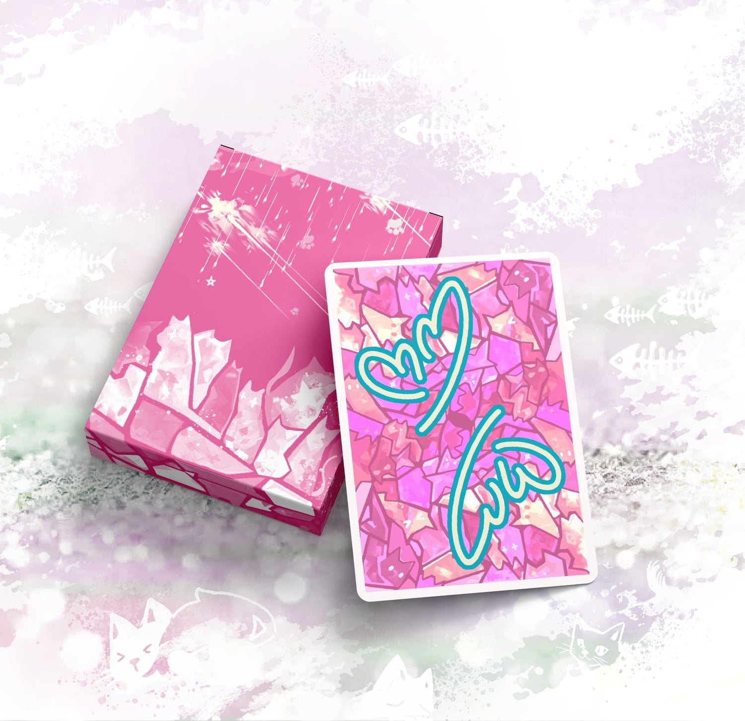 Wizard Cat Pink Playing Cards by Barry